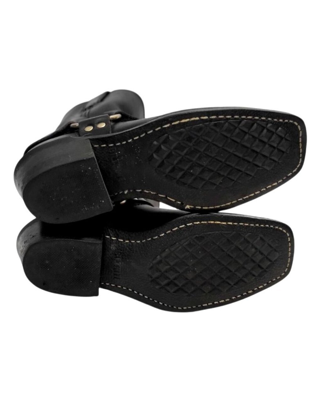 FRYE 8R Harness Short Boot Black Oiled Leather Western Cowgirl Moto Engineer - Picture 8 of 11